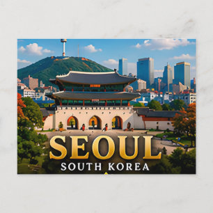Seoul Royal Palaces and Modern Skyline Postcard