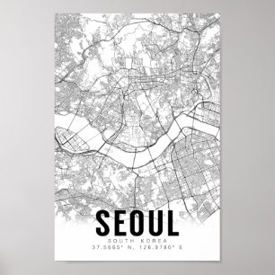 Seoul South Korea 서울 Minimalist Map Art Poster