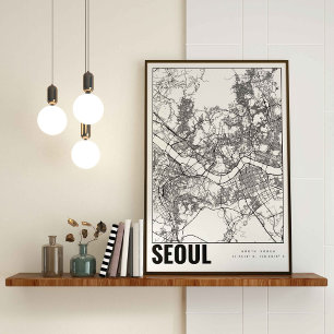 Seoul South Korea 서울 Minimalist Map Art Poster