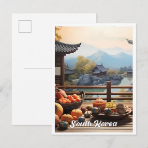 Seoul South Korea Art Vintage Travel Illustration Postcard