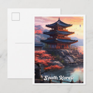 Seoul South Korea Art Vintage Travel Illustration Postcard