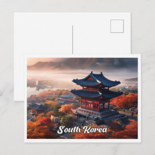 Seoul South Korea Art Vintage Travel Illustration Postcard