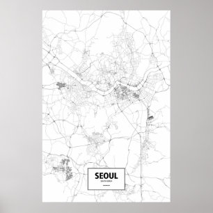 Seoul, South Korea (black on white) Poster