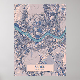 Seoul - South Korea Breezy City Map  Poster