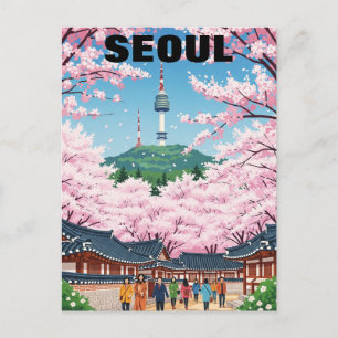 Seoul South Korea Cherry Blossoms Postcard