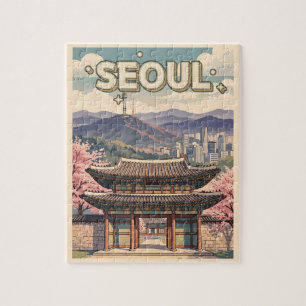 Seoul South Korea – Cherry Blossoms & Skyline Jigsaw Puzzle