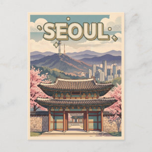 Seoul South Korea – Cherry Blossoms & Skyline Postcard