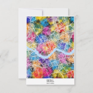 Seoul South Korea City Map Thank You Card