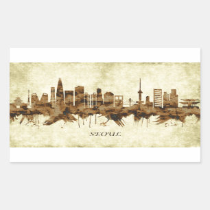 Seoul South Korea Cityscape Rectangular Sticker