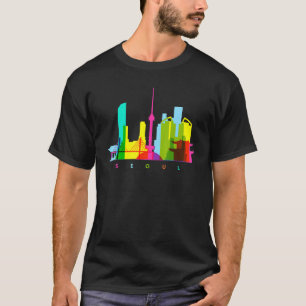 Seoul South Korea Colourful South Korean Skyline E T-Shirt