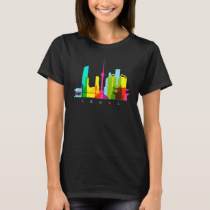 Seoul South Korea Colourful South Korean Skyline E T-Shirt