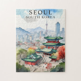 Seoul South Korea Jigsaw Puzzle Vintage Travel