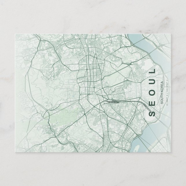 Seoul South Korea Map Minimal Postcard (Front)