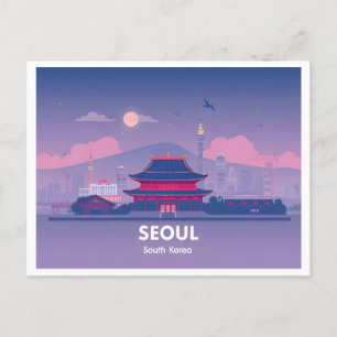 Seoul South Korea Pastel Travel Design Postcard
