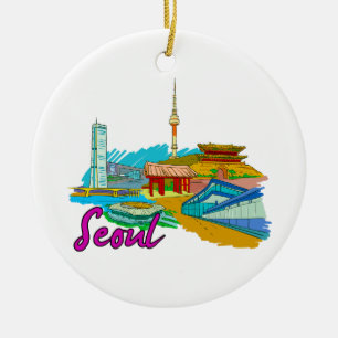 Seoul - South Korea.png Ceramic Ornament