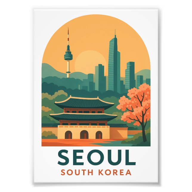 Seoul South Korea Poster – Vintage Travel Art (Front)
