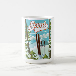 Seoul South Korea ski travel poster Coffee Mug