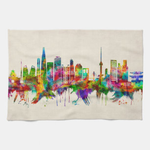 Seoul South Korea Skyline Tea Towel