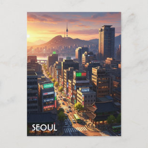 Seoul South Korea Sunset Postcard