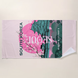 Seoul South Korea Travel Art Beach Towel