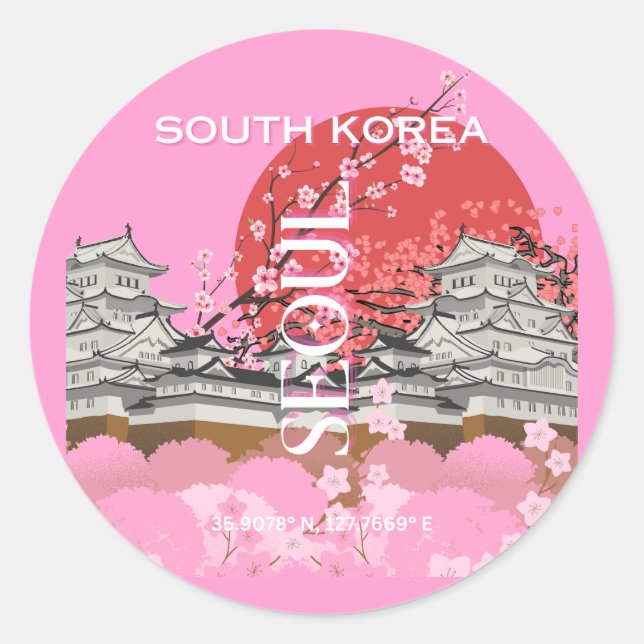 Seoul South Korea Travel Art Classic Round Sticker (Front)