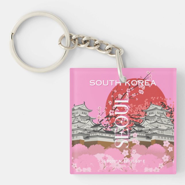 Seoul South Korea Travel Art Key Ring (Front)