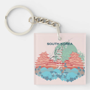 Seoul South Korea Travel Art Key Ring