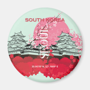  Seoul South Korea Travel Art Magnet