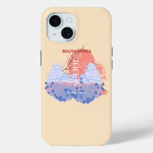 Seoul South Korea Travel Art, Pastel iPhone 15 Case