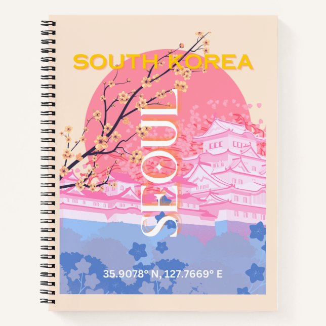 Seoul South Korea Travel Art, Pastel Notebook (Front)