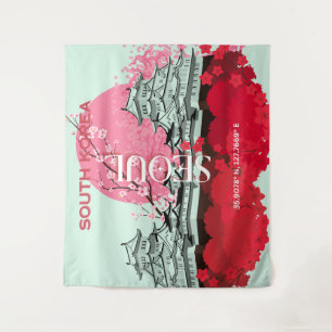 Seoul South Korea Travel Art Tapestry