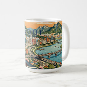 Seoul South Korea Travel Art Vintage Coffee Mug