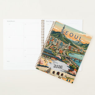 Seoul South Korea Travel Art Vintage Personalise Planner