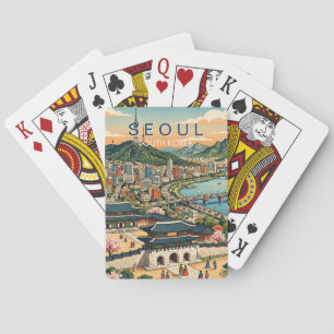 Seoul South Korea Travel Art Vintage Playing Cards