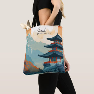 Seoul South Korea Vintage Art Travel Illustration Tote Bag