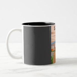Seoul South Korea Vintage Travel Poster  Two-Tone Coffee Mug