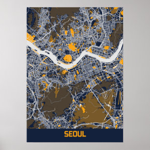 Seoul - South Korean Bluefresh City Map Poster
