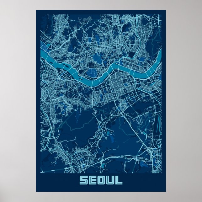 Seoul - South Korean Peace City Map Poster (Front)