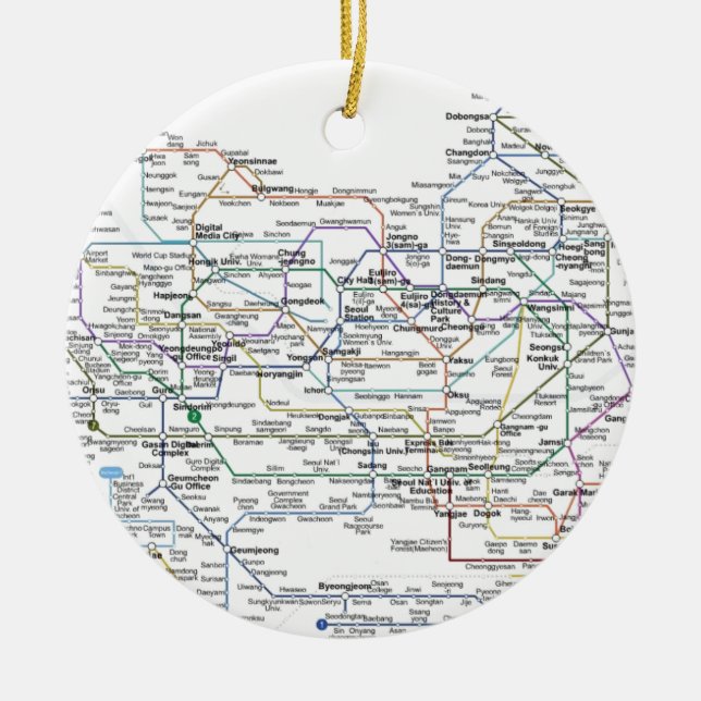 Seoul Subway Map Ceramic Tree Decoration (Front)