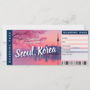 Seoul Surprise Trip Boarding Pass Gift Ticket Card