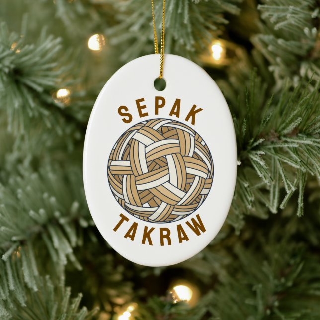 Sepak Takraw Woven Ball Ceramic Ornament (Tree)