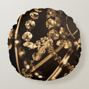 Sepia Abstract Crystal Chandelier  Round Cushion
