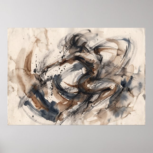 Sepia Abstract Horse Movement Poster (Front)
