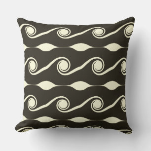 Sepia Abstract Life Waves Cushion