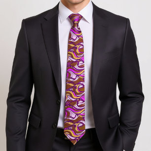 Sepia Abstract Pebble Bean Repeating Pattern Tie