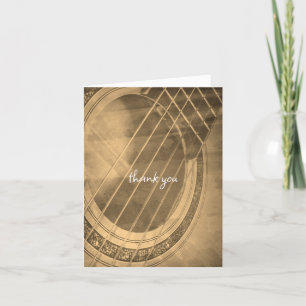 sepia acoustic guitar thank you or any occasion card
