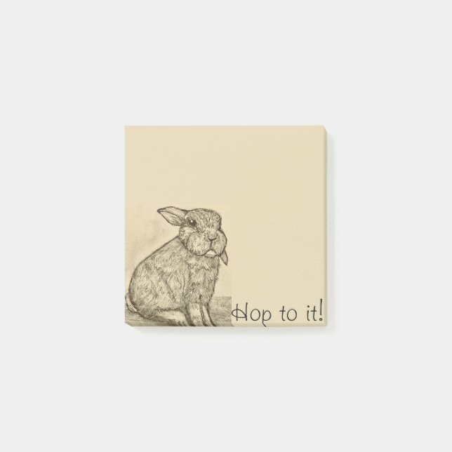 Sepia Antique Bunny Rabbit Post-It Notes (Front)