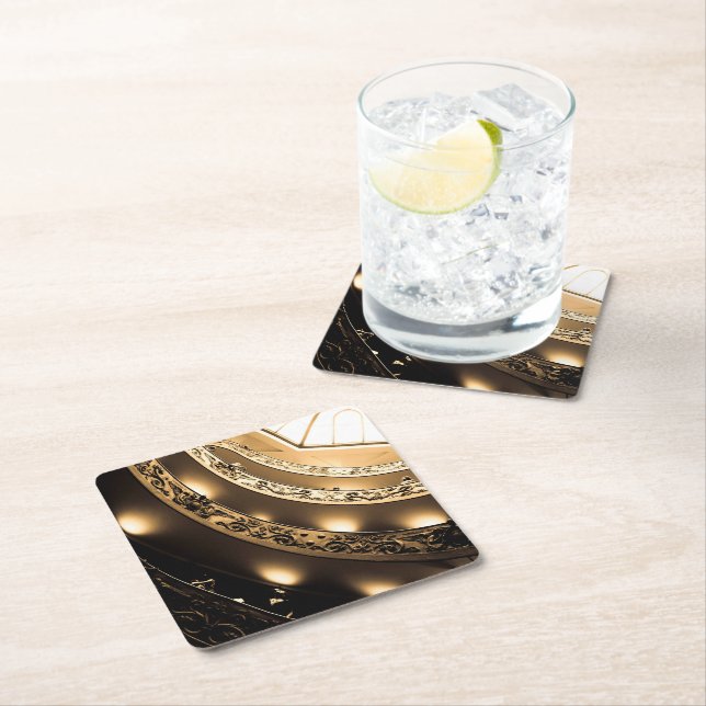 Sepia Architecture Square Paper Coaster (Insitu)