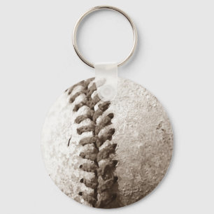 Sepia Baseball Key Ring