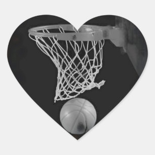 Sepia Basketball Heart Sticker